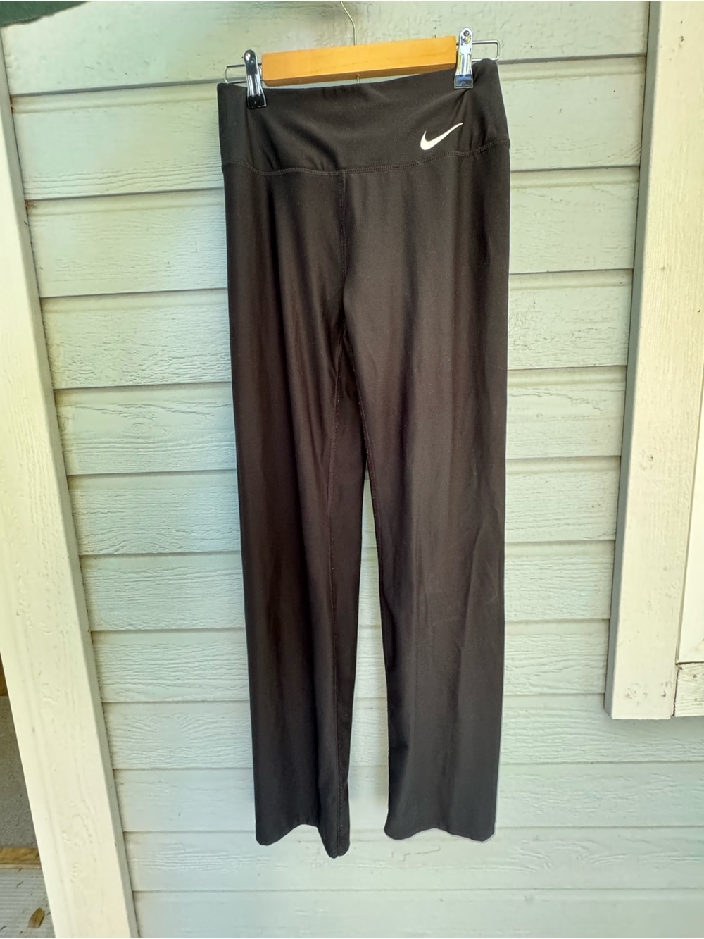 Nike Black Wide-Leg Active Pants with White Swoosh